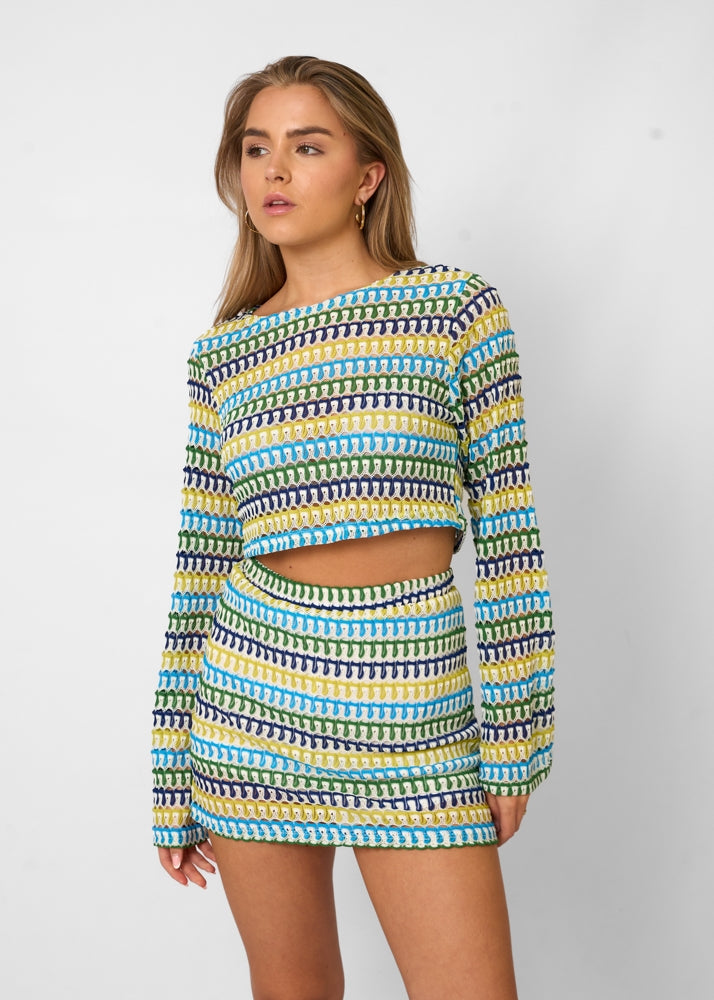 VIONNE | Dames Tweedelige Zomer Set - Getextureerde Top en Rok voor Zomerlooks