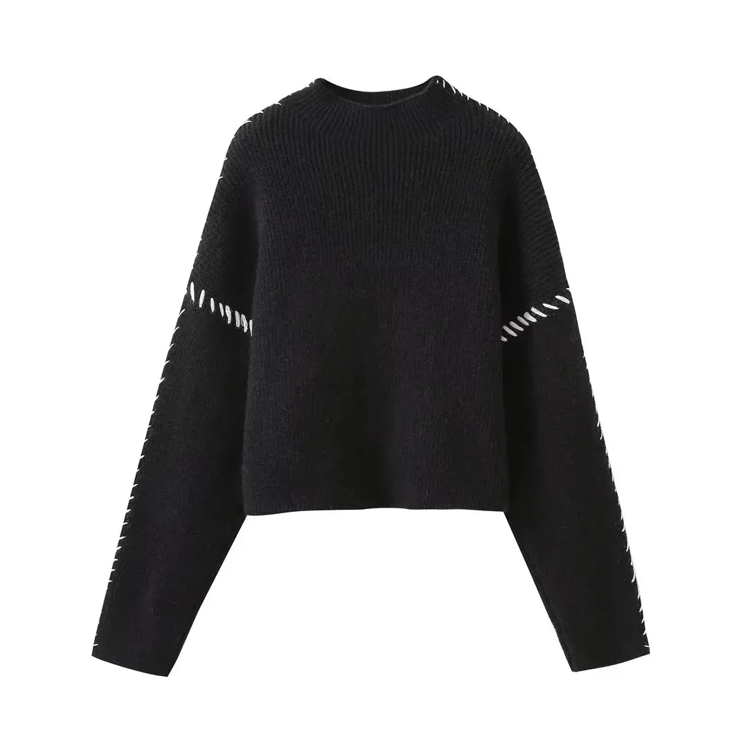 MIRA | Losvallende Dames Trui Met Contraststiksels – Minimalistisch & Comfortabel Voor Elke Dag