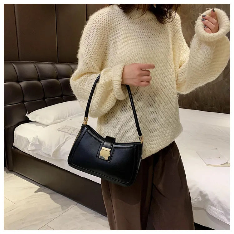 FLORE | Dames Leren Handtas Met Unieke Gesp Sluiting – Gestructureerd Design Met Flap En Metalen Sluiting – Tijdloos En Elegant
