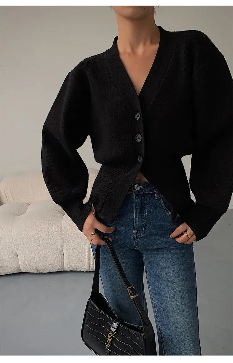 LIBANO | Dames Cardigan Met V-Hals En Knopen – Minimalistisch, Elegant & Veelzijdig Perfect voor Herfstseizoen