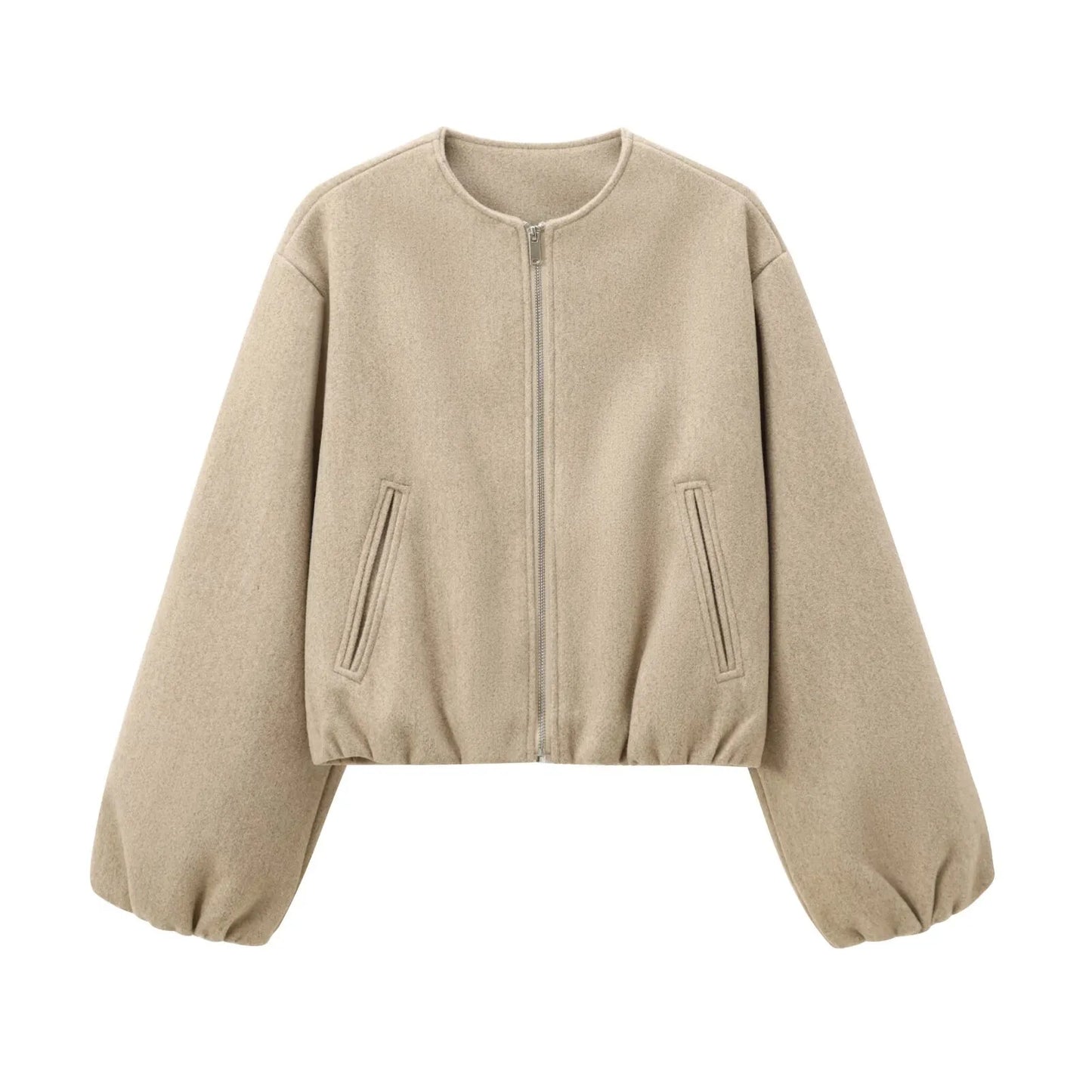 ISALIE | Cropped Wollen Dames Tussenjas Met Ronde Hals – Modern, Speels & Perfect Voor Tussen Seizoenen