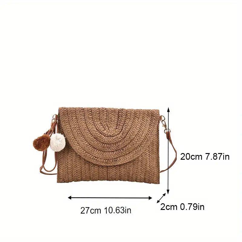 LANA | Gevlochten Stro Clutch Voor Dames Met Crossbody Strap - Zomers & Perfect voor Vakantie