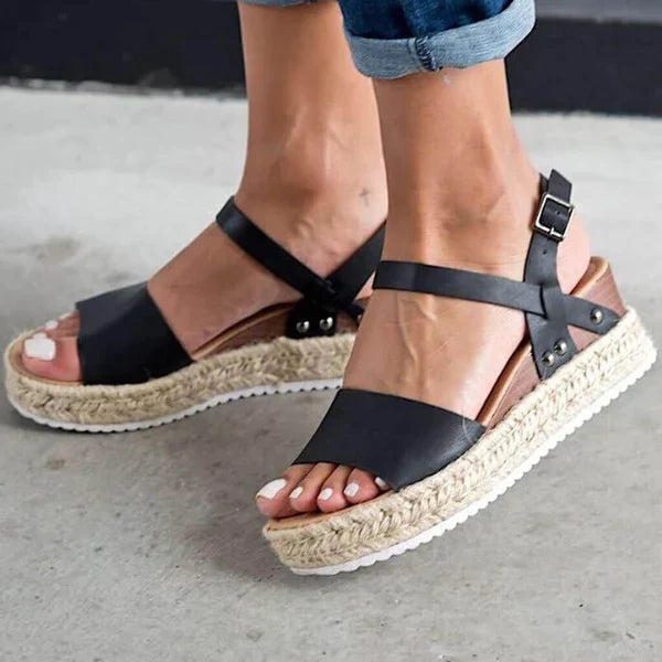 POLLY | Verfijnde Zomer Sandalen Voor Dames Met Geweven Zool - Zomers, Stijlvol & Comfortabel