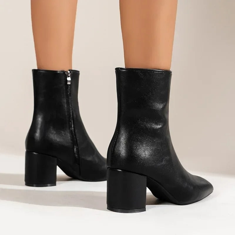CHRISJE | Dames Enkellaarsjes met Blokhak - Elegant, Luxe & Stijlvol