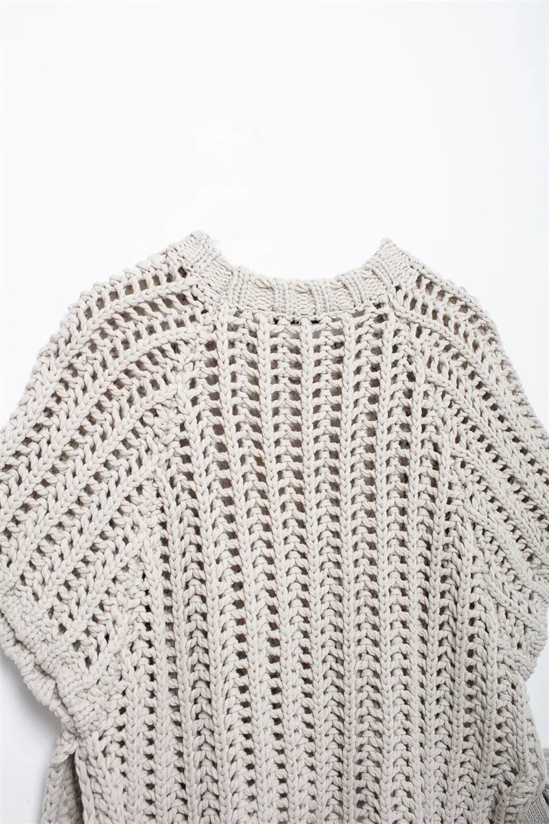 NOÉMI | Gebreide Cropped Dames Top met Strikdetails – Luchtig, Trendy & Zomers
