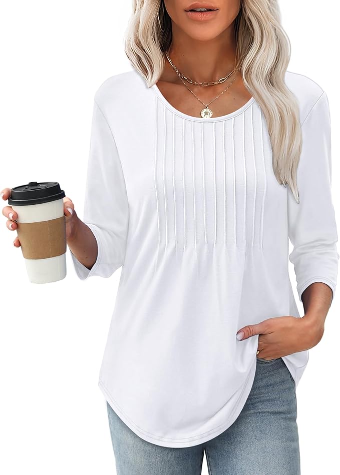 AFKE | Casual Dames Shirt Met Ronde Hals & Verticale Textuur op de Borst - Verfijnd & Comfort