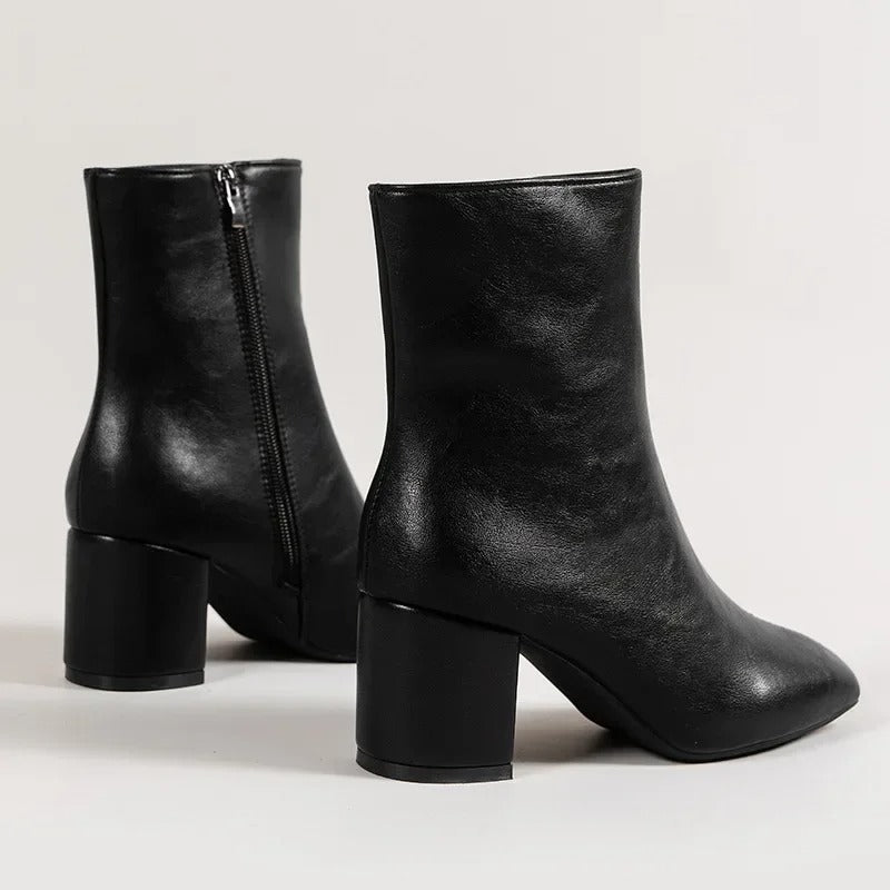 CHRISJE | Dames Enkellaarsjes met Blokhak - Elegant, Luxe & Stijlvol