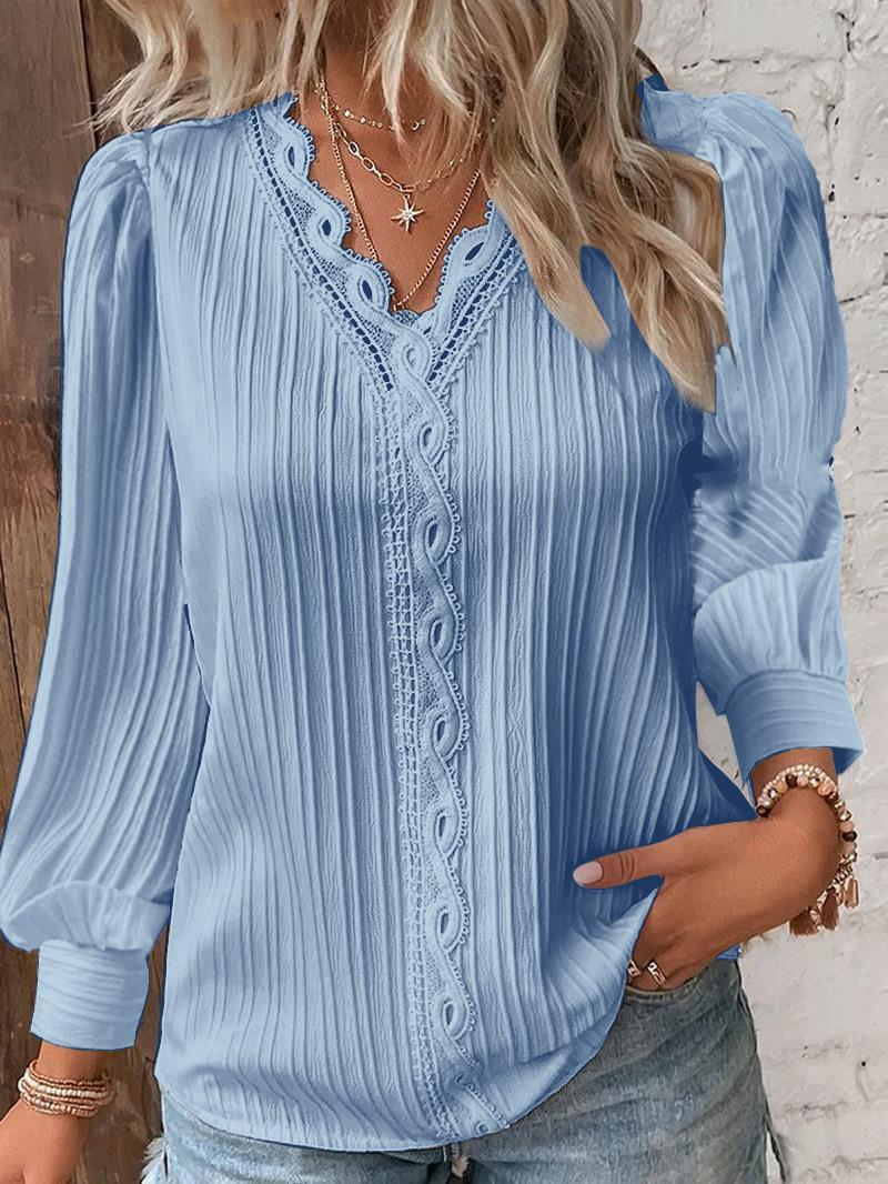 NOLIA | Elegante Plooiblouse met Kanten Afwerking - Dames