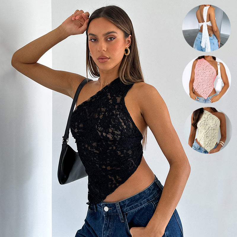 AYLA | Lace One Shoulder Top – Romantisch, Zomers & Uniek