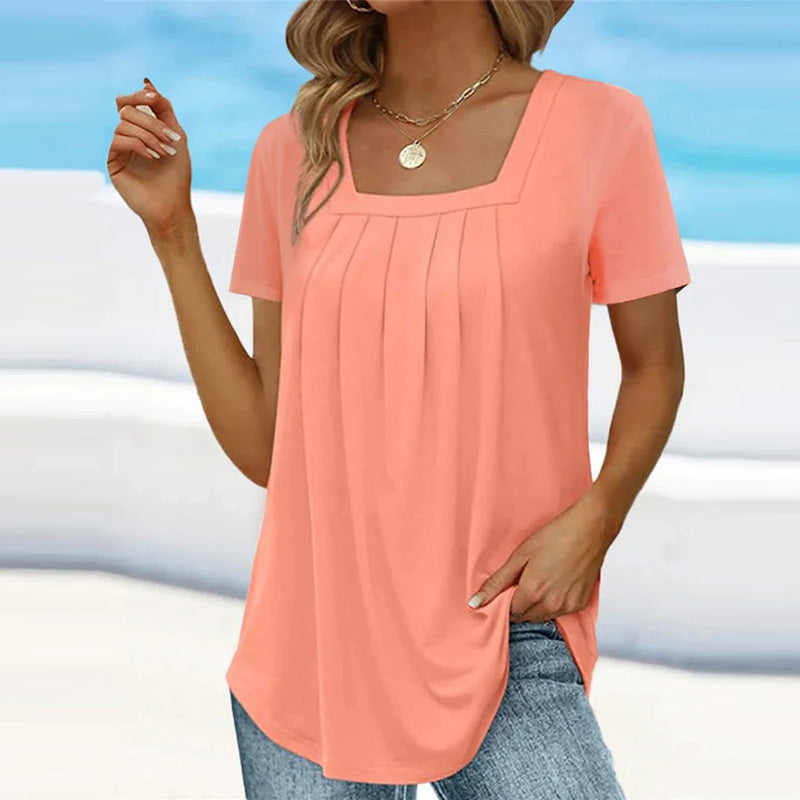 SORAYA | Dames Zomerblouse Met Vierkante Hals En Plooidetails – Elegant, Luchtig & Comfortabel