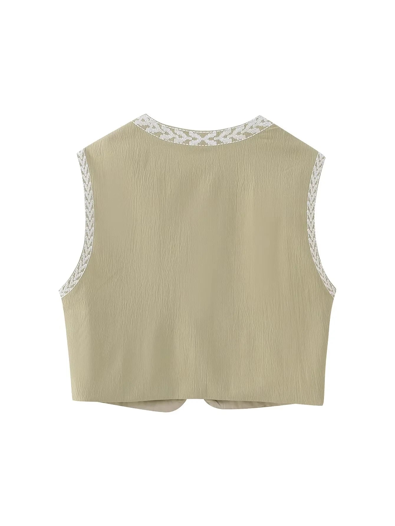 JINA | Zomerse Gilet Met Geborduurd Design - Modieus & Casual