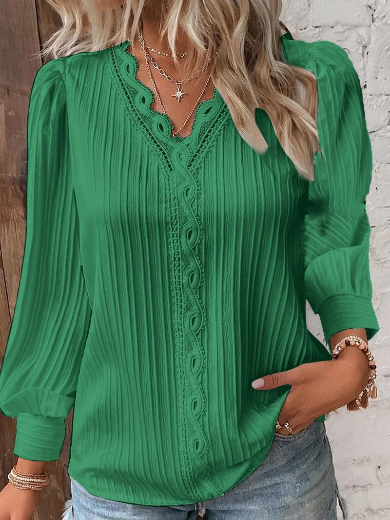 NOLIA | Elegante Plooiblouse met Kanten Afwerking - Dames