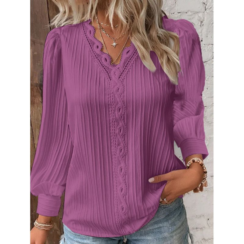 NOLIA | Elegante Plooiblouse met Kanten Afwerking - Dames