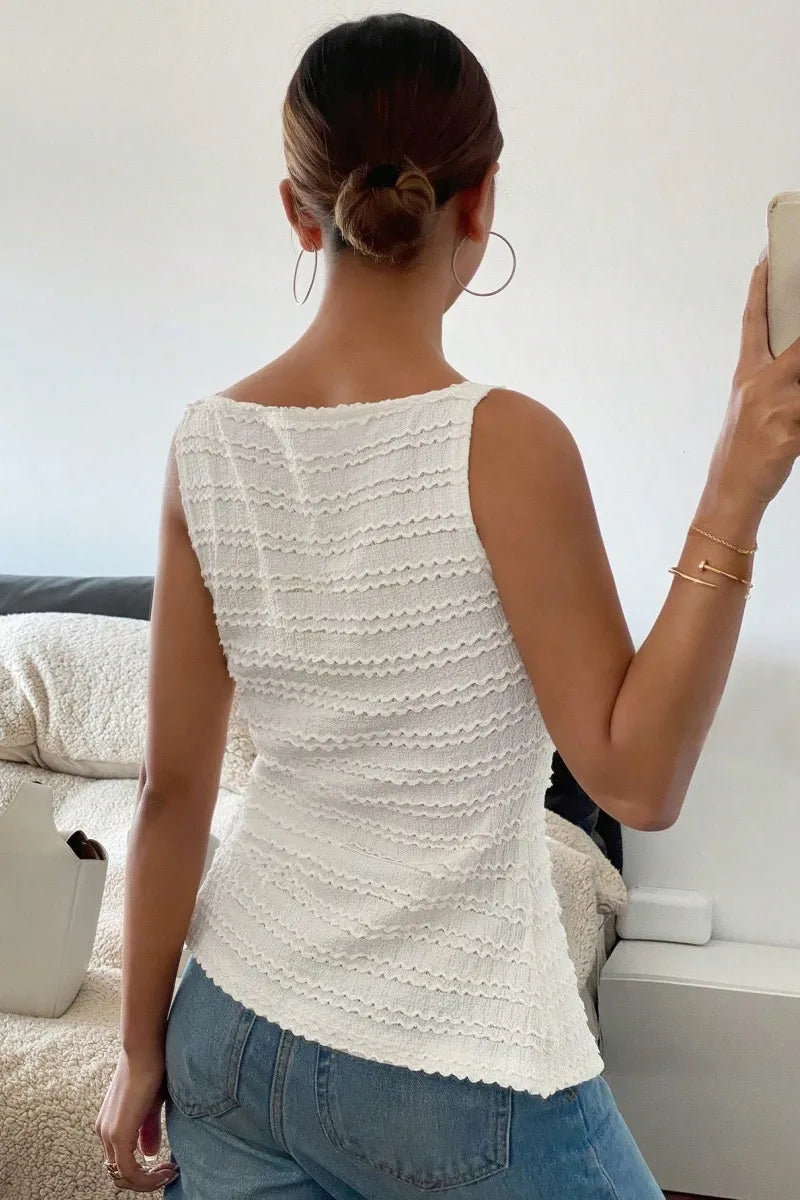 ELIANE | Mouwloos Dames Top Met Geribde Textuur, Getailleerd – Vrouwelijk, Modern, Lichtgewicht
