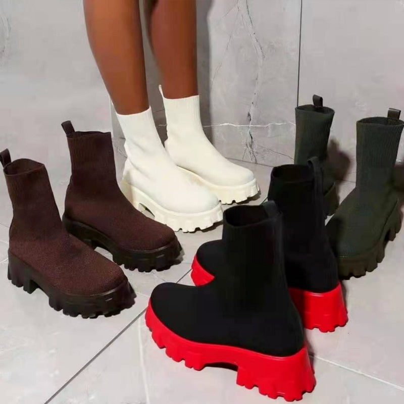 LOWEN | Casual Stretch Boots Voor Dames Met Dikke Zool - Stijlvol & Comfortabel