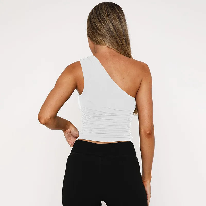 ZURI | Elegante One-Shoulder Top Voor Dames Met Kralen Design - Luxe & Modieus