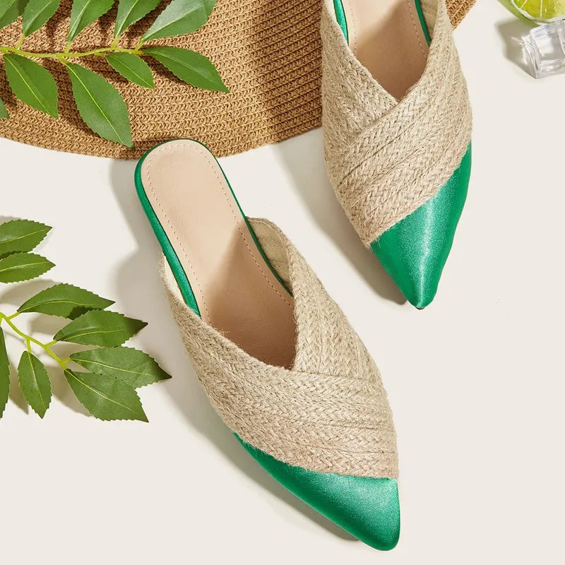 APPHIA | Dames Satijnen Gevlochten Slippers in Rietlook - Zomers, Comfortabel & Elegant