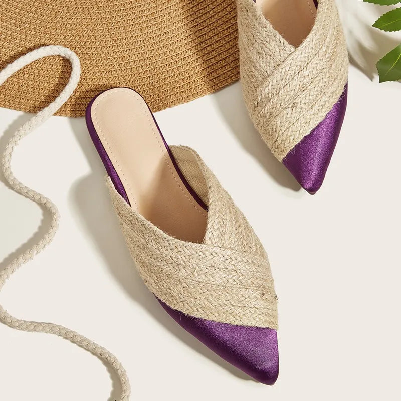 APPHIA | Dames Satijnen Gevlochten Slippers in Rietlook - Zomers, Comfortabel & Elegant