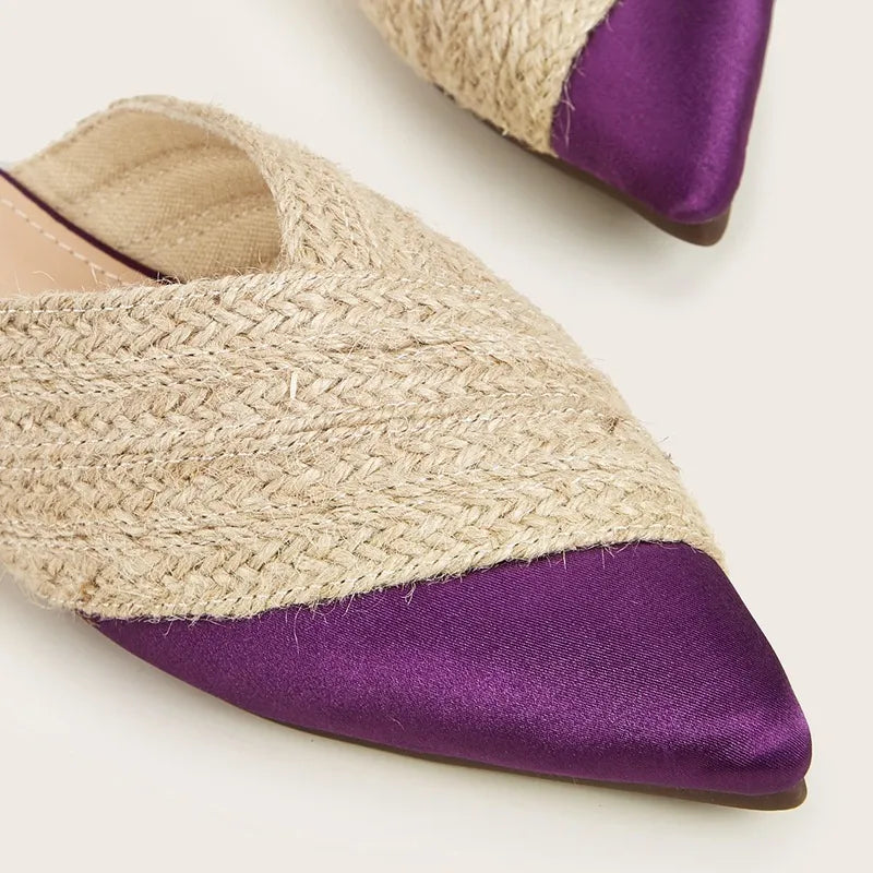 APPHIA | Dames Satijnen Gevlochten Slippers in Rietlook - Zomers, Comfortabel & Elegant