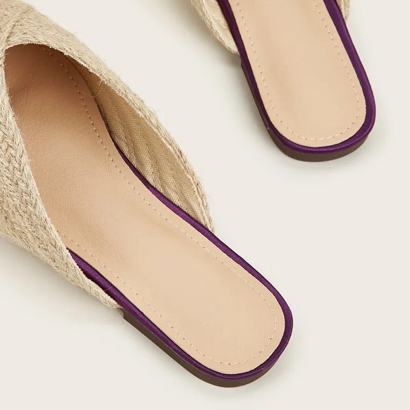 APPHIA | Dames Satijnen Gevlochten Slippers in Rietlook - Zomers, Comfortabel & Elegant