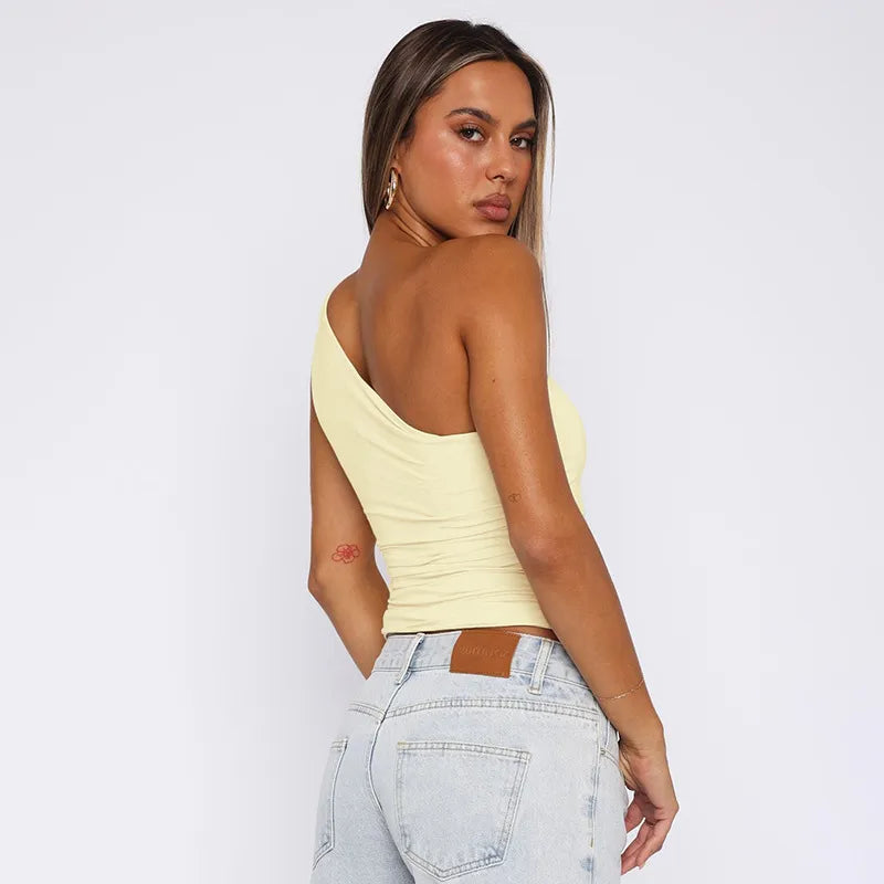 ZURI | Elegante One-Shoulder Top Voor Dames Met Kralen Design - Luxe & Modieus