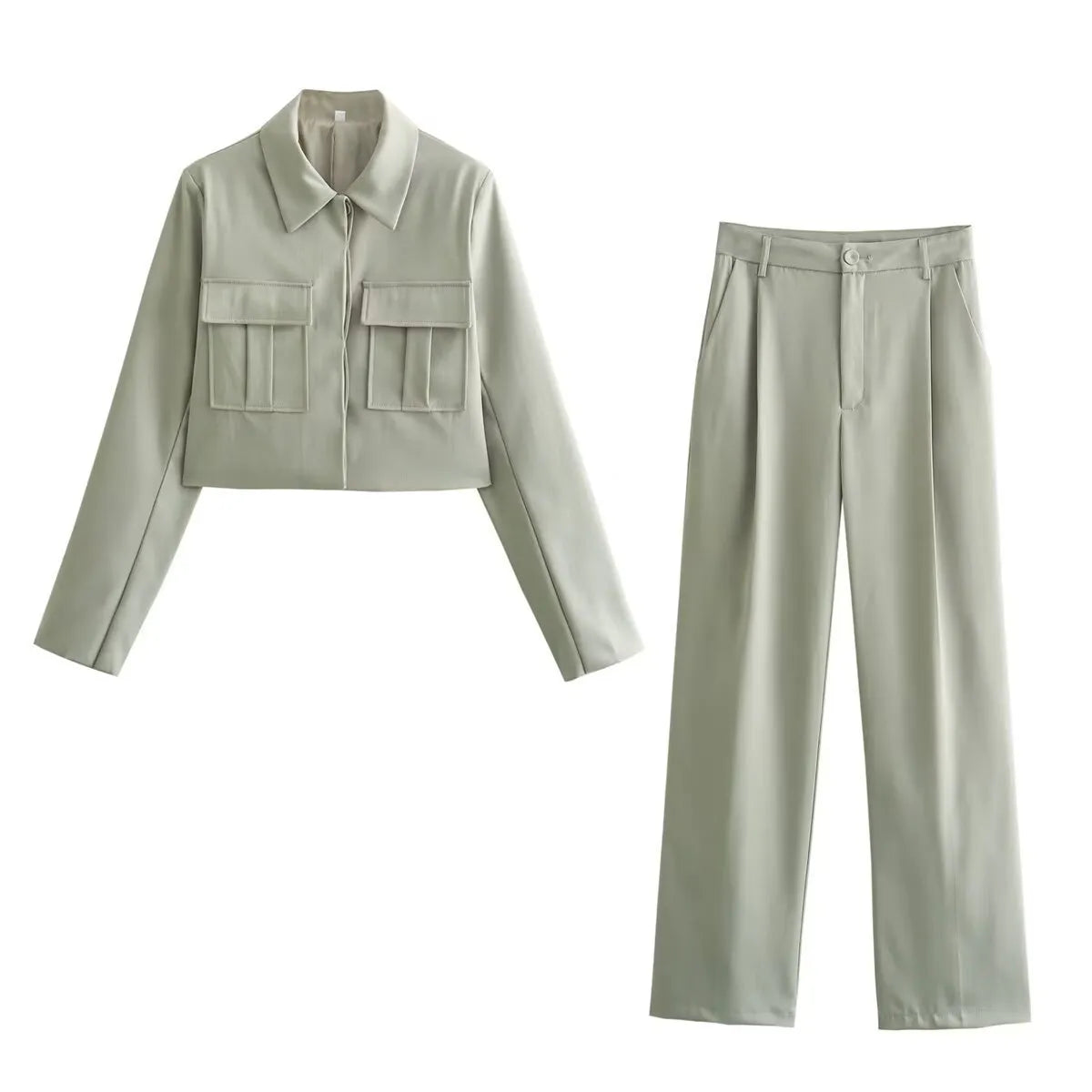 MAYA | Tweedelige Set Met Cropped Jasje En Wijde Pantalon – Chic, Comfortabel, Verfijnd