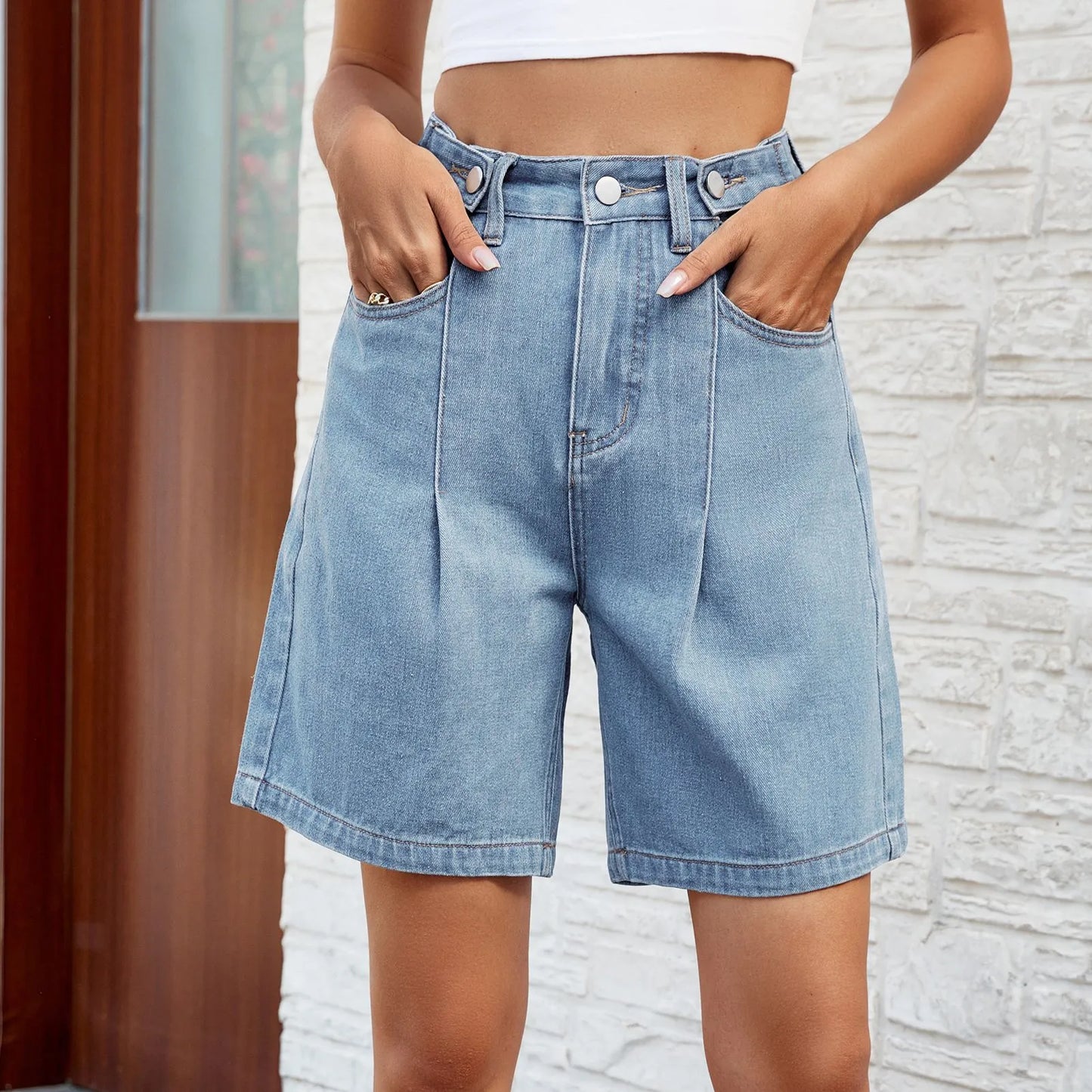 KENDRA | Dames Denim Oversized Short met Vintage Straight Fit – Casual, Comfortabel & Stijlvol