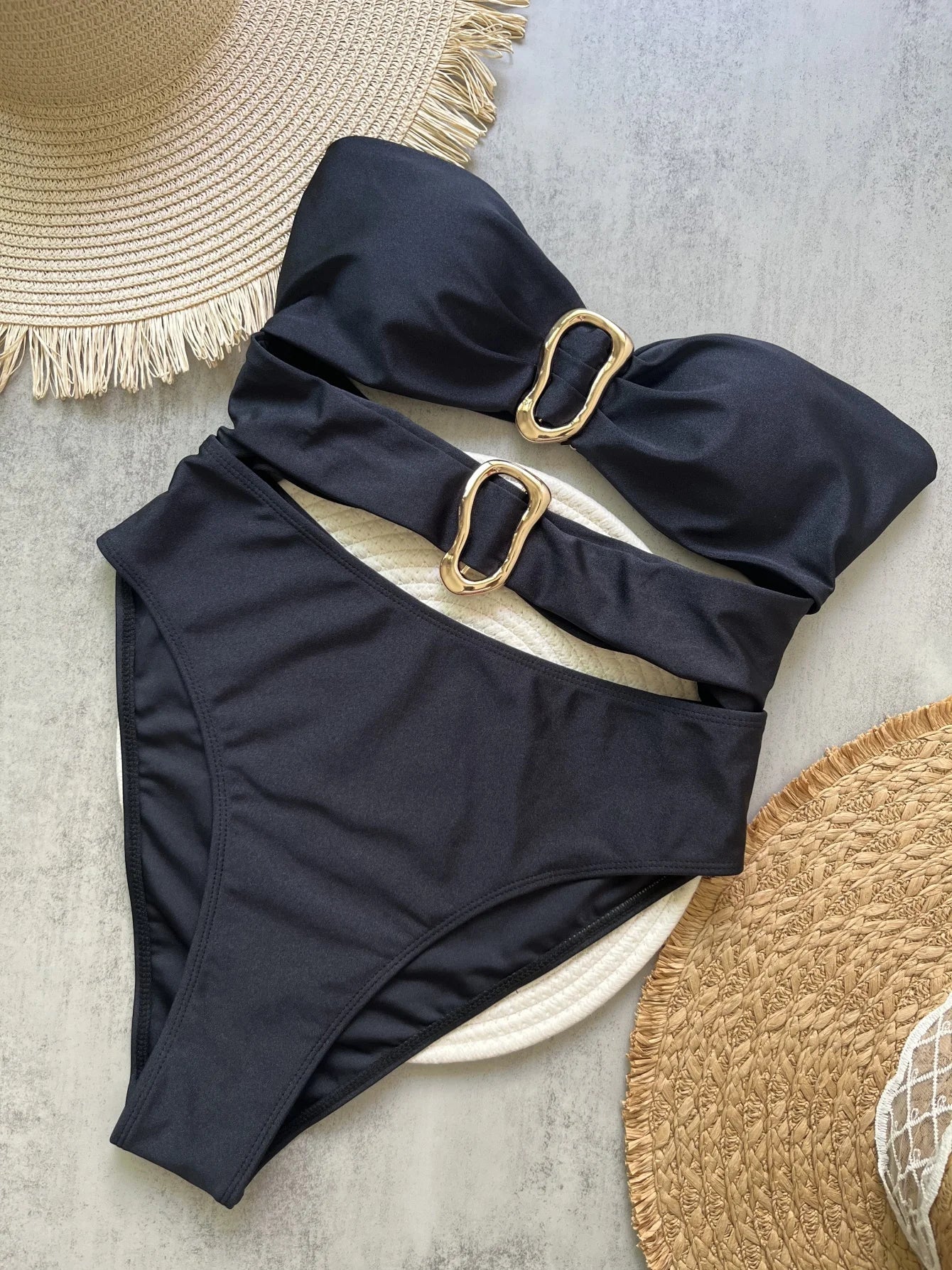 VERONIQUE | Elegante Badpak Met Gouden Details & Flatterend Broekje - Corrigerend, Stijlvol & Comfortabel