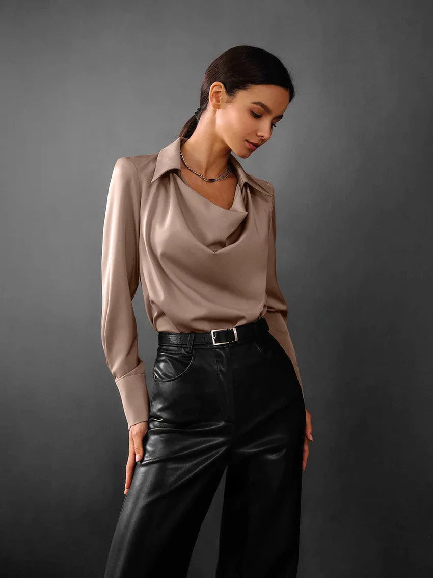 MILANA | Elegante Zijdeachtige Damesblouse – Vrouwelijk, Luxe & Comfortabel