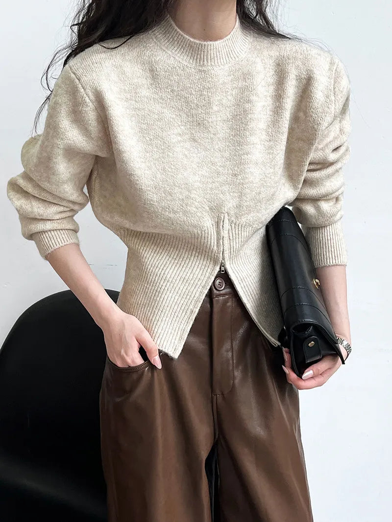 LAURA | Casual Trui Voor Dames Met Split Met Rits - Comfortabel & Verfijnd