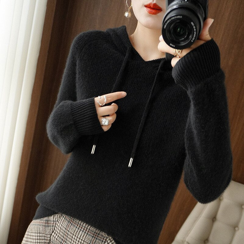 MILA | Gebreide Dames Hoodie met Lange Mouwen – Gebreid & Tijdloos Comfort Voor Elke Dag