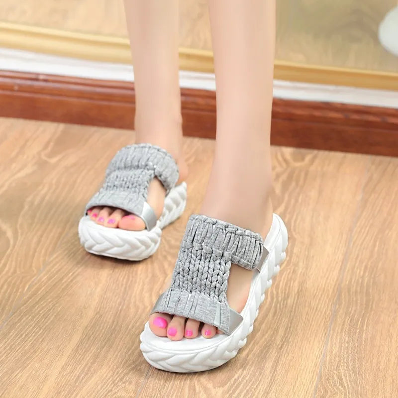 YARA | Geweven Orthopedische Plateau Sandalen Voor Dames Met Gevlochten Motief – Comfortabel, Modieus, Verhogend