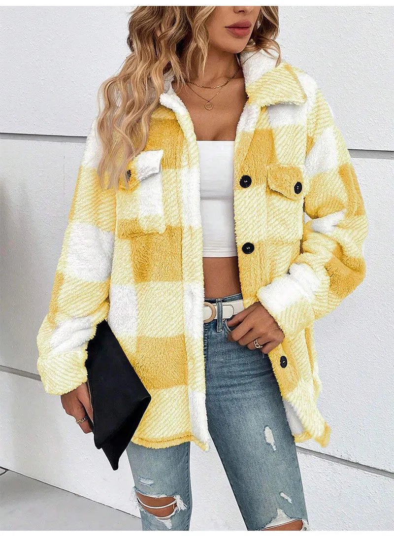 ELARA | Geruite Teddy Jas Voor Dames – Ultiem Warm, Stijlvol & Onweerstaanbaar Zacht