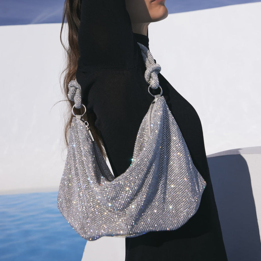 AVA | Glitter Dames Tas Met Kettinghengsel – Luxe, Verfijnd, Compact