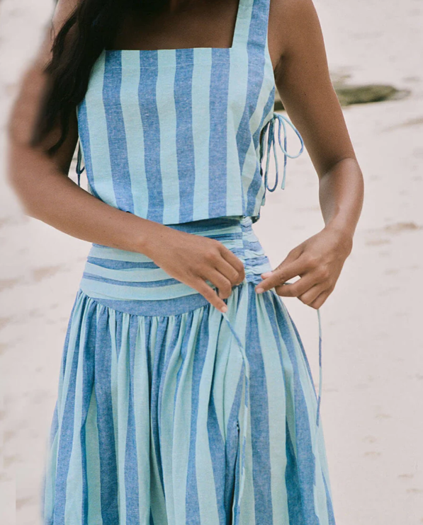 YENTEL | Gestreepte zomerset met cropped top en speels vallende rok voor dames