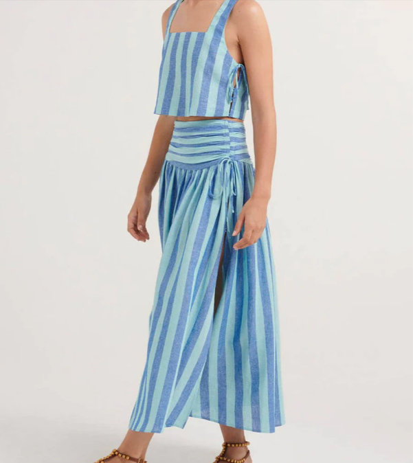 YENTEL | Gestreepte zomerset met cropped top en speels vallende rok voor dames