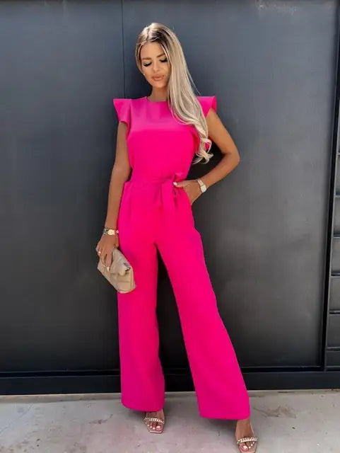 MAUDE | Chique Damesjumpsuit Met Wijde Pijpen En Tailleband – Elegant, Comfortabel, Veelzijdig