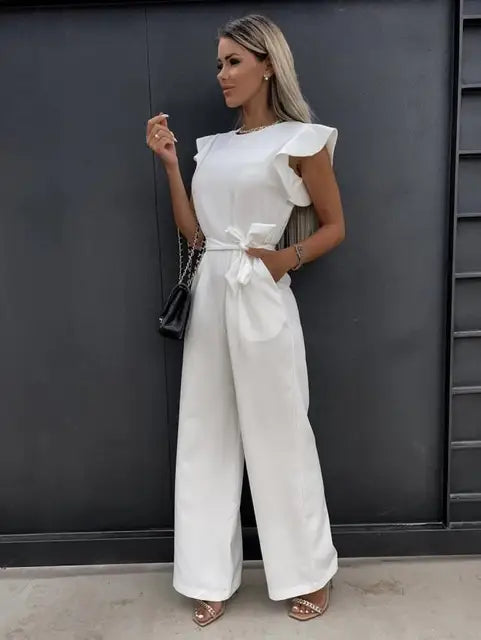 MAUDE | Chique Damesjumpsuit Met Wijde Pijpen En Tailleband – Elegant, Comfortabel, Veelzijdig