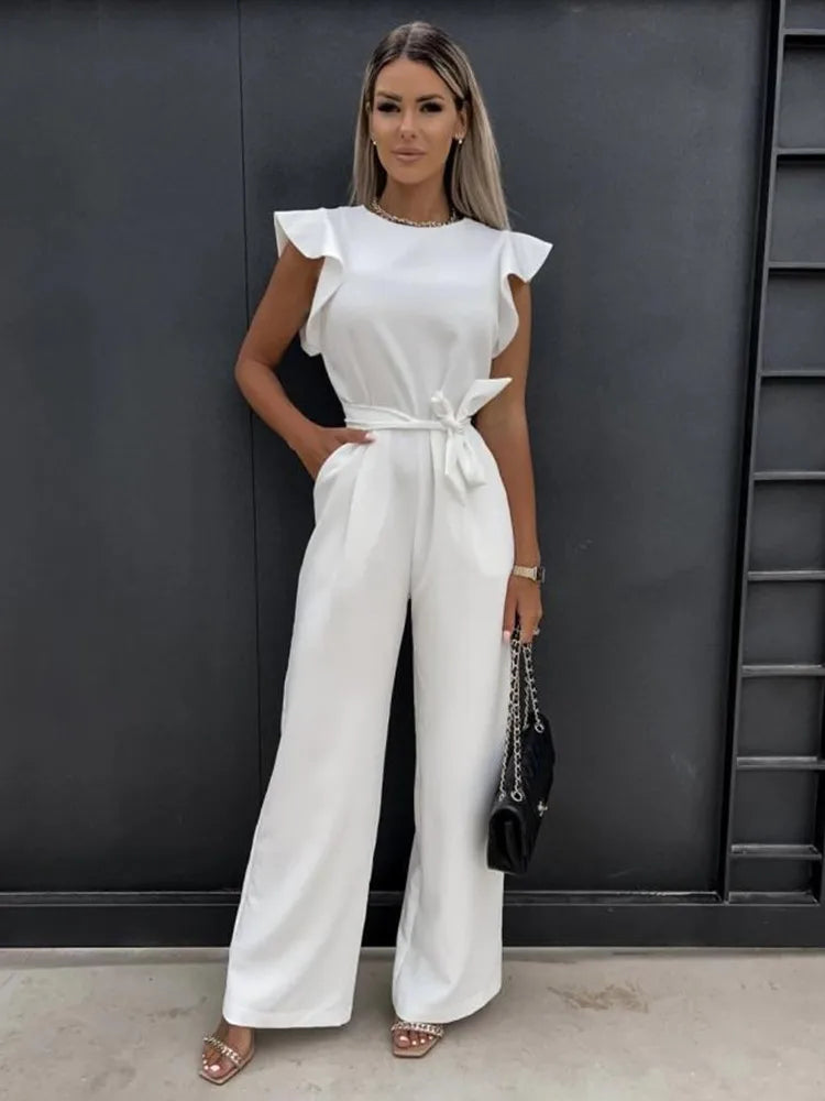 MAUDE | Chique Damesjumpsuit Met Wijde Pijpen En Tailleband – Elegant, Comfortabel, Veelzijdig