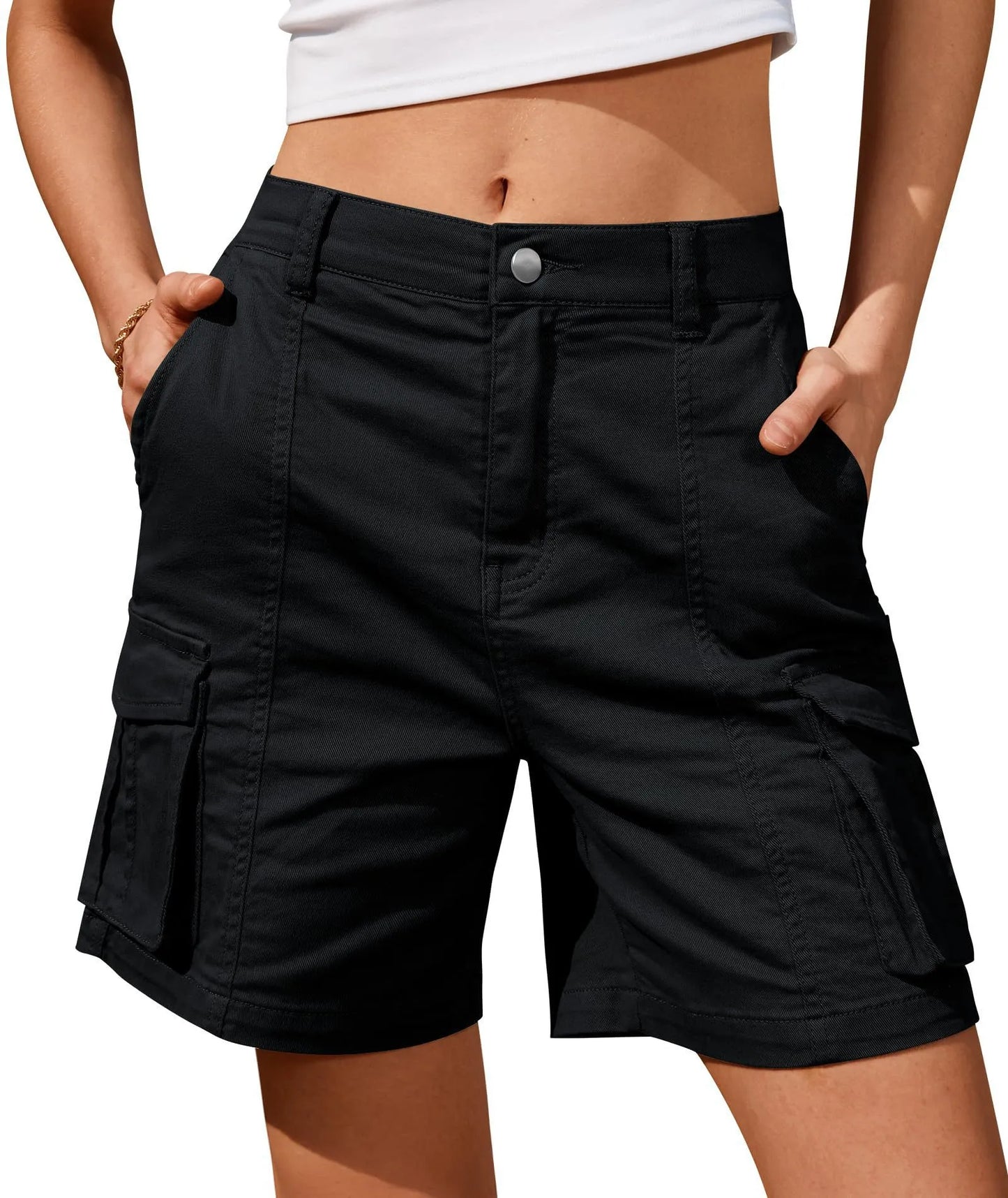 NORA | Comfortabele Dames Cargo Shorts – Hoge Taille, Stoer & Stijlvol Voor Elke Dag