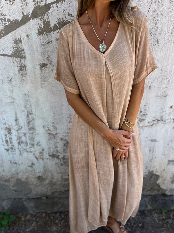 SOFIA | Luchtige Dames Jurk – Relaxte Pasvorm, V-Hals, Korte Mouw – Luchtig, Flowy, Comfortabel