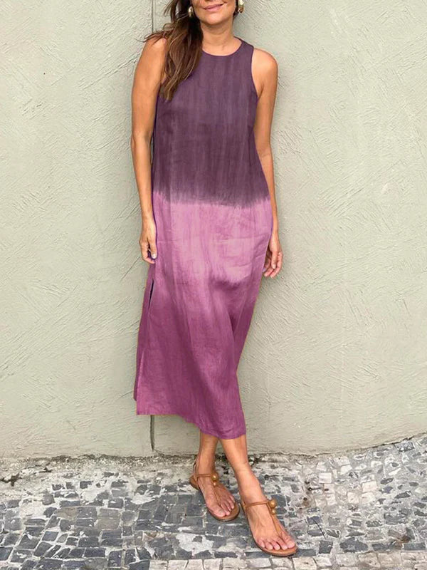 ISABELLA | Dames Midi Jurk – Relaxed Fit, Mouwloos, Natuurlijke Stoffen – Zomers, Luchtig, Stijlvol