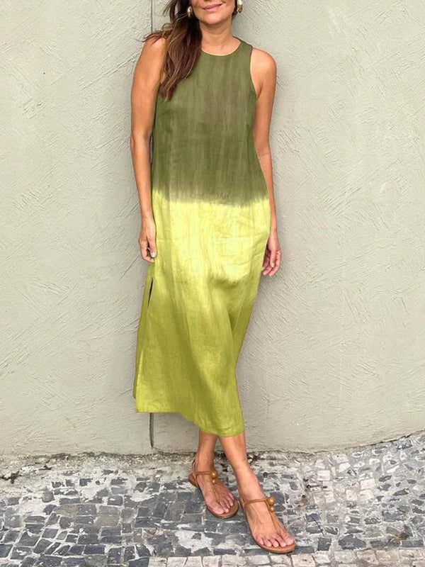 ISABELLA | Dames Midi Jurk – Relaxed Fit, Mouwloos, Natuurlijke Stoffen – Zomers, Luchtig, Stijlvol