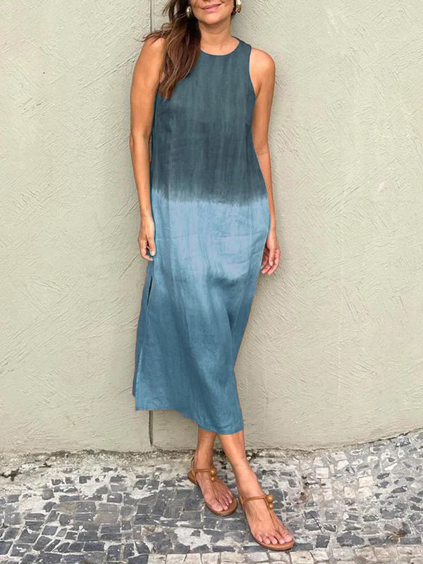 ISABELLA | Dames Midi Jurk – Relaxed Fit, Mouwloos, Natuurlijke Stoffen – Zomers, Luchtig, Stijlvol