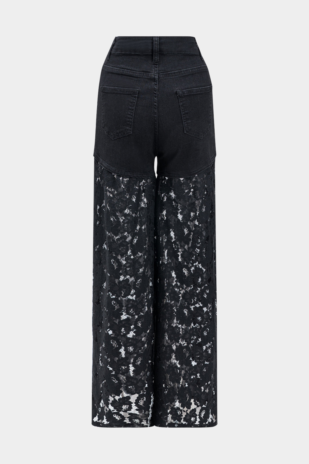 LORIE | High Waist Dames Denim Broek Met Transparante Kant Wijde Pijpen – Gedurfd, Modieus & Ideaal Voor Avonden Uit Of Festivals