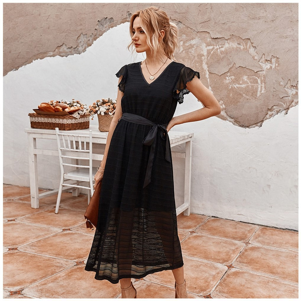 ADRIANA | Zomerse Midi Jurk Voor Dames Met Taille Band - Elegant, Luchtig & Uniek