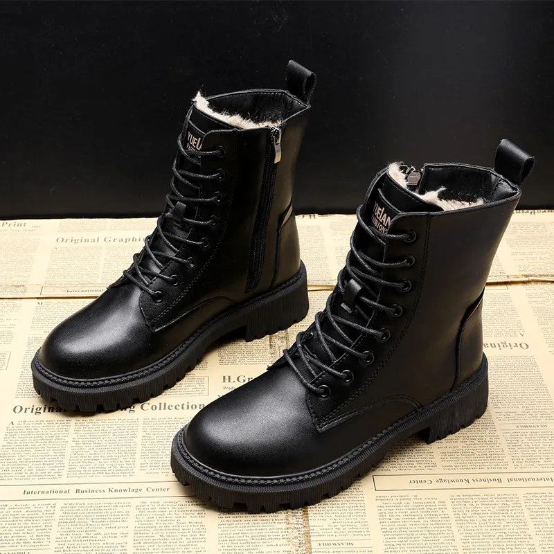 JASMIJN | Zwarte Gevoerde Leren Winterlaarzen Voor Dames – Warm, Chic & Ultiem Comfort
