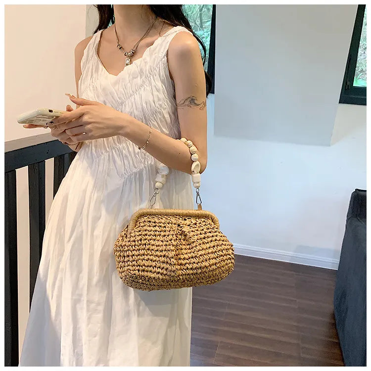 AVA | Gehaakte Dames Handtas Met Kralenhengsel – Licht, Boho & Perfect Voor Zomerse Looks