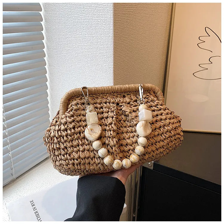 AVA | Gehaakte Dames Handtas Met Kralenhengsel – Licht, Boho & Perfect Voor Zomerse Looks