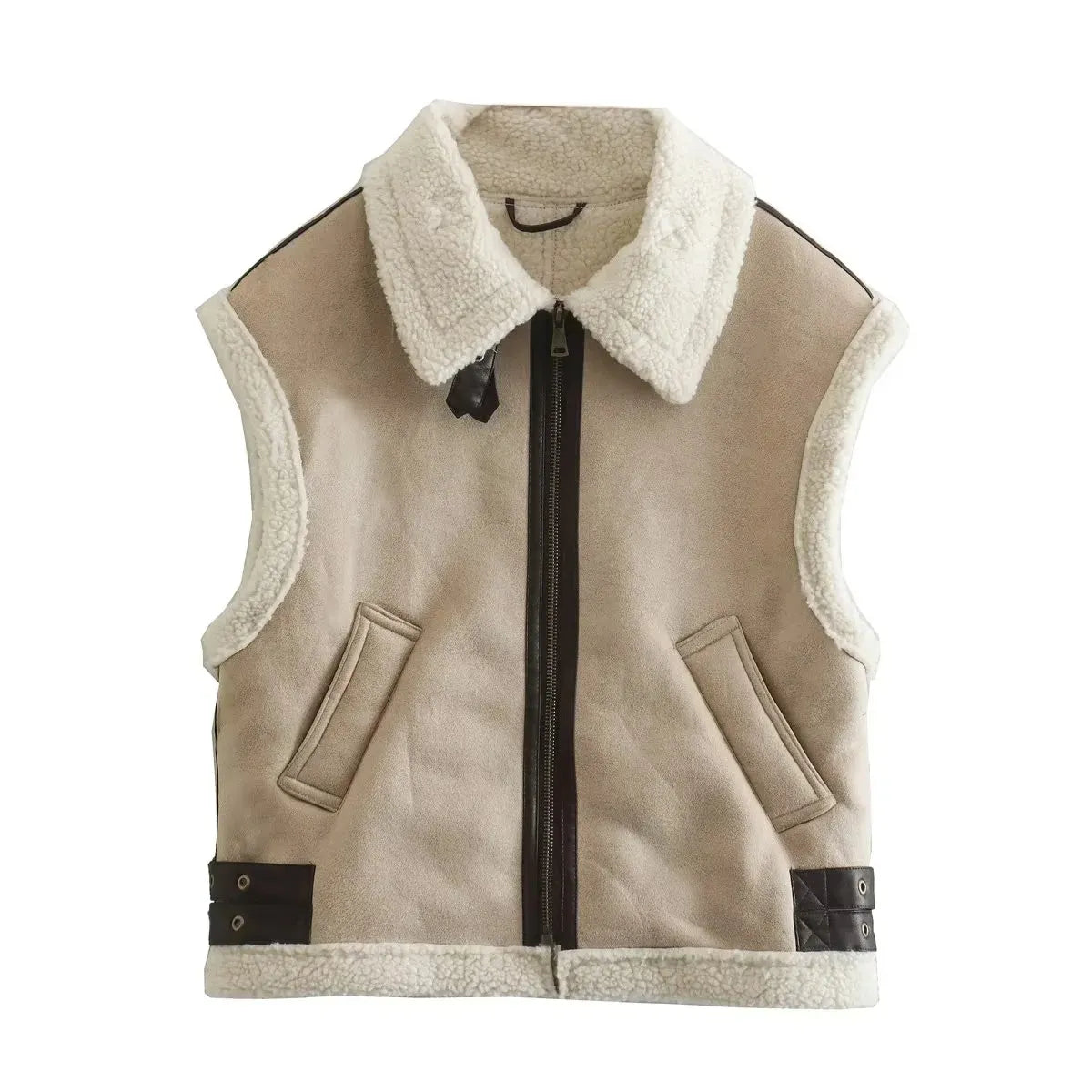 Leer Look Dames Bodywarmer Vest met Teddy Voering – Warm & Modieus